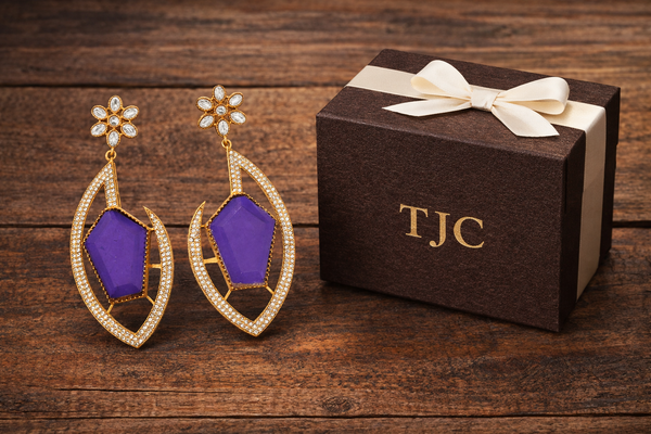 Premium Quality | Gold Plated | Long Tops Earrings | Dublet Stone |