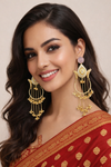Monalisa Gemstone |Round Pearl | Kashmiri Earrings | Statement Earrings |