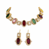 Premium Quality | Indian Monalisa & Polki | Bridal Necklace with earrings | Gold Matte Finish |
