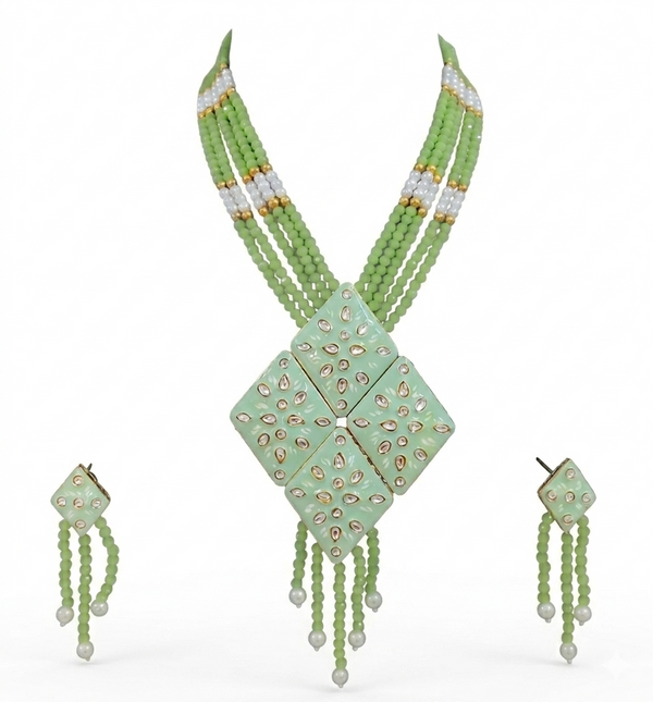 Premium Quality | Crystal Beads & Meenakari | Rani Har Necklace |