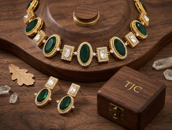 Premium Quality | Indian Monalisa & Polki | Bridal Necklace with earrings | Gold Matte Finish |