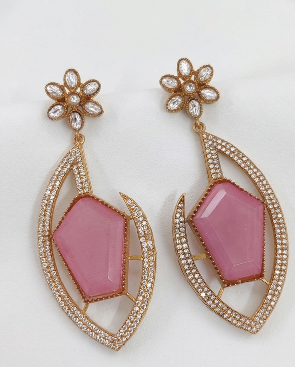 Premium Quality | Gold Plated | Long Tops Earrings | Dublet Stone |