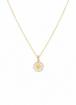 Anti - Tarnish Daisy Flower Shape Elegant & Premium Chain Pendantwith Yellow & White Enamel