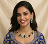 Premium Quality | Indian Monalisa & Polki | Bridal Necklace with earrings | Gold Matte Finish |