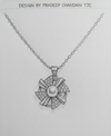 Anti - TarnishPinwheel Flower Shape Premium Chain Pendant with CZ Accents & Statement / Designer Anti- Tarnish Chain Pendant