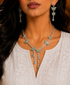 Mint Sapphire Inspired | American Diamond Accents | Chain Pendant Set With Earrings |