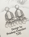 Peach Monalisa Glass | Silver & Gold (Dual) Plated | Silver Replica Oxisidised Earrings |