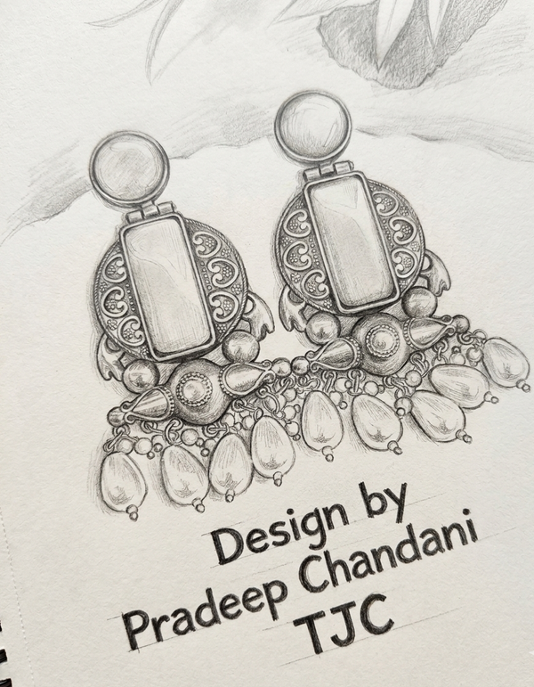 Peach Monalisa Glass | Silver & Gold (Dual) Plated | Silver Replica Oxisidised Earrings |