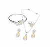 Yellow Sapphire Faceted Glass ComboJewelry Set With American Diamond Accents | Premium Quality Earrings ,Ring , Kada And Chain Pendant