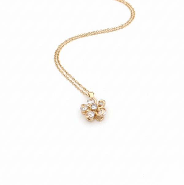 Salty Posies Crystal Blossom Anti - Tarnish Premium Chain Pendant Locket Set With Gold Plated