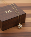 Anti - TarnishPinwheel Flower Shape Premium Chain Pendant with CZ Accents & Statement / Designer Anti- Tarnish Chain Pendant