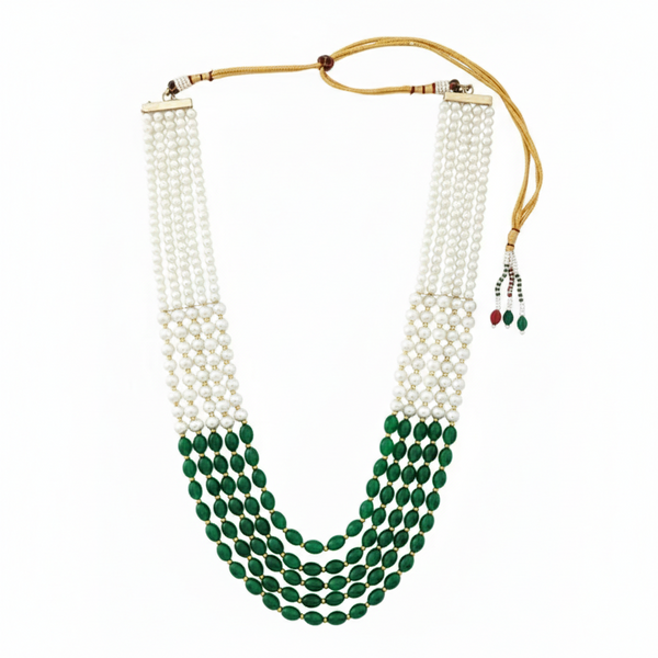 Green Aventurine Glass Pearl 5 LayerPremium Quality Beaded Necklace & Fine and Elegant Jewelry