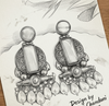 Aqua Monalisa Glass | Silver & Gold (Dual) Plated | Silver Replica Oxisidised Earrings | Rich text editor