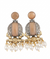 Peach Monalisa Glass | Silver & Gold (Dual) Plated | Silver Replica Oxisidised Earrings |
