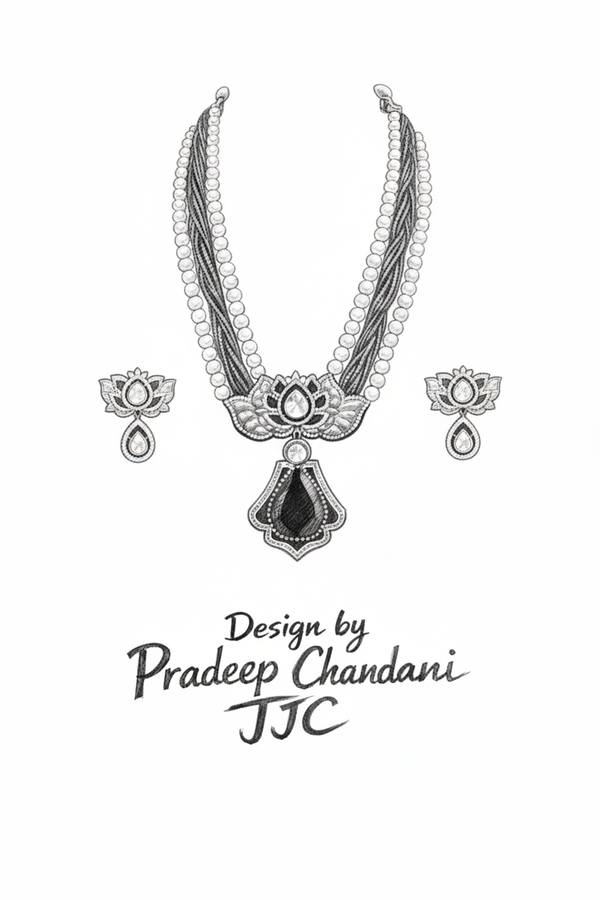 Indian Traditional Pear-Shape Doublet Stone Necklace Set