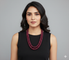 Ruby Inspired Kharbuja / Melon Shape Onyx Glass Stone Premium Beaded Necklace – 2 Layer Mala & Statement Bollywood Elegant Necklace