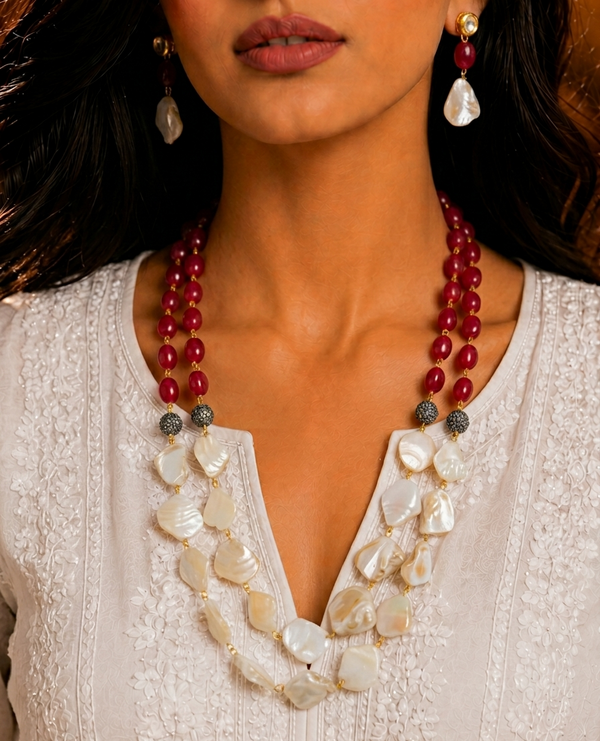Premium Quality | Layered Mala Set | Red Color |