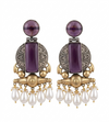 Amethyst Glass | Silver & Gold (Dual) Plated | Silver Replica Oxisidised Earrings |