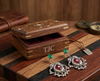 Silver Replica | Red Chalcedony & Pearl | Oxidised Kashmiri Earrings |