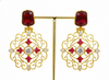 Traditional Ruby Red Dangler Partywear Premium Quality Earrings in Gold Plated