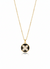 Anti - Tarnish Gold Plated Star Round Coin Clover Flower Premium Quality Chain Pendant with Black Enamel