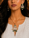 Premium Quality |Italian Meenakari | Moissanite Pendant Set | Green Color |