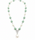 Mother of Pearl Brass Beaded Necklace/ Mala With American Diamond Accent & Statement Piece