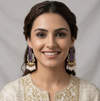 Amethyst Glass | Silver & Gold (Dual) Plated | Silver Replica Oxisidised Earrings |