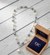 Mother of Pearl Brass Beaded Necklace/ Mala With American Diamond Accent & Statement Piece
