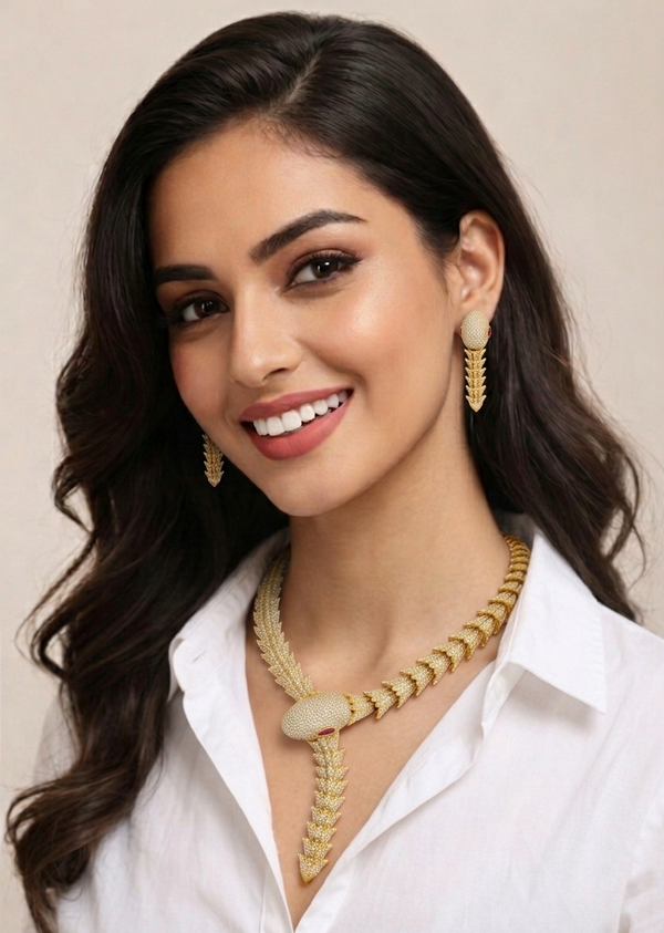 Premium Quality | Snake Style | American Diamond | Necklace Set |