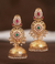 Gold Plated | Brass | Jhumki Earrings with Pushback | Monalisa Glass Stone |