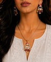 Premium Quality |Italian Meenakari | Moissanite Pendant Set | Red Color |