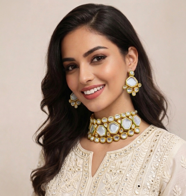Premium Quality | Kundan Meena | Wedding Choker Necklace | Handmade Jewelry |