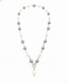 Mother of Pearl Brass Beaded Necklace/ Mala With American Diamond Accent & Statement Piece