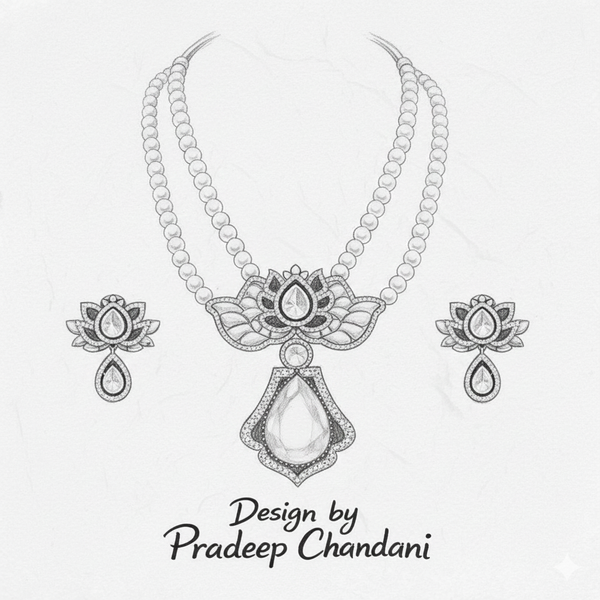 Indian Traditional Pear-Shape Doublet Stone Necklace Set
