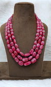 Red Onyx |3 Layer Beaded Mala Necklace | Natural Unshaped Beads |