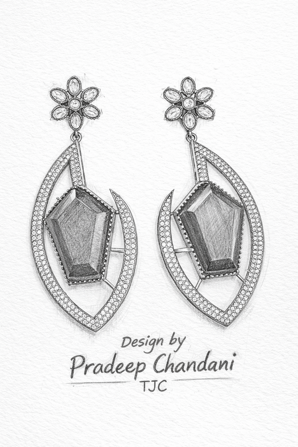 Premium Quality | Gold Plated | Long Tops Earrings | Dublet Stone |