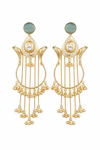 Monalisa Gemstone | Round Pearl | Kashmiri Earrings | Statement Earrings |