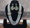 Moonstone Inspired Indian Monalisa Glass Beads Elegant 3-Layer Beaded Necklace & Bollywood Celebrity Wear Premium Necklace
