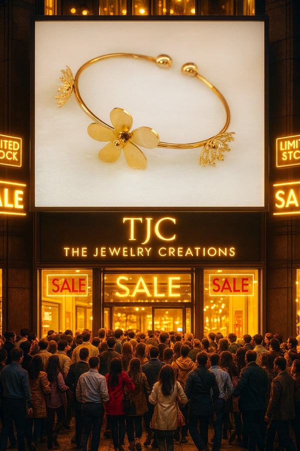 TJC Floral Cuff Bracelet | Adjustable Brass Bangle | Anti-Tarnish Finish | Lightweight & Elegant