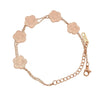 TJC – Embossed Floral Double Chain Bracelet in Rose Gold Tone, Adjustable Fit