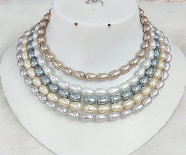 5-Layer Multi-Color Drop Pearl Mala Necklace for Women – 20–24 inch | Traditional & Western Style