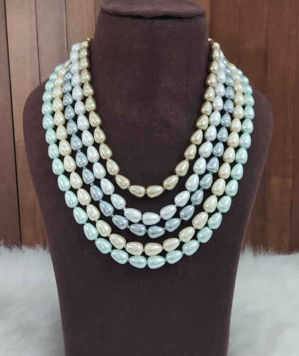 5-Layer Multi-Color Drop Pearl Mala Necklace for Women – 20–24 inch | Traditional & Western Style