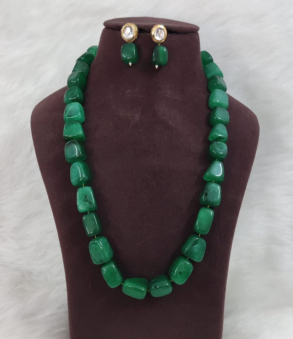Green Emerald Doublet Tumble Mala Necklace – 24–26 Inch Statement Necklace
