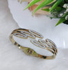TJC Gold-Toned Anti-Tarnish Leaf Design Open Cuff Bracelet