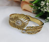 TJC Gold-Toned Anti-Tarnish Feather Design Open Cuff Bracelet