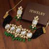 TJC Green Kundan Choker Necklace Set with Earrings | Crystal & Glass Beads | Bridal Jewelry