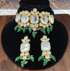 TJC Green Kundan Choker Necklace Set with Earrings | Crystal & Glass Beads | Bridal Jewelry
