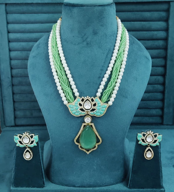 Indian Traditional Pear-Shape Doublet Stone Necklace Set