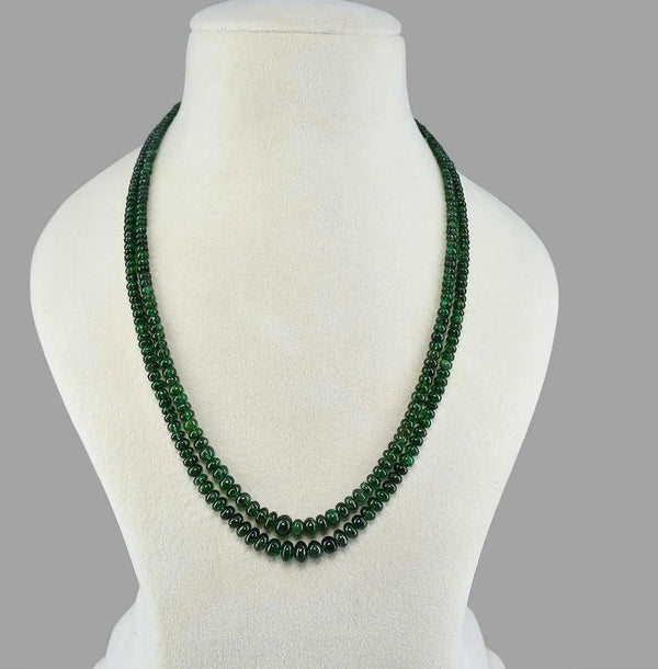 Emerald Inspired Onyx Green 2-Layer Beaded Necklace |Mala | (20–24 Inch)